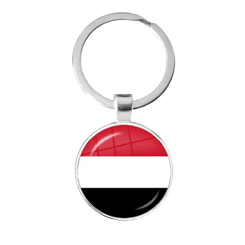 Iraq, Yemen, Nepal, Bangladesh, Maldives, Lebanon Flag Keychain 25mm Glass Keychain As a Gift To Friends  Gift