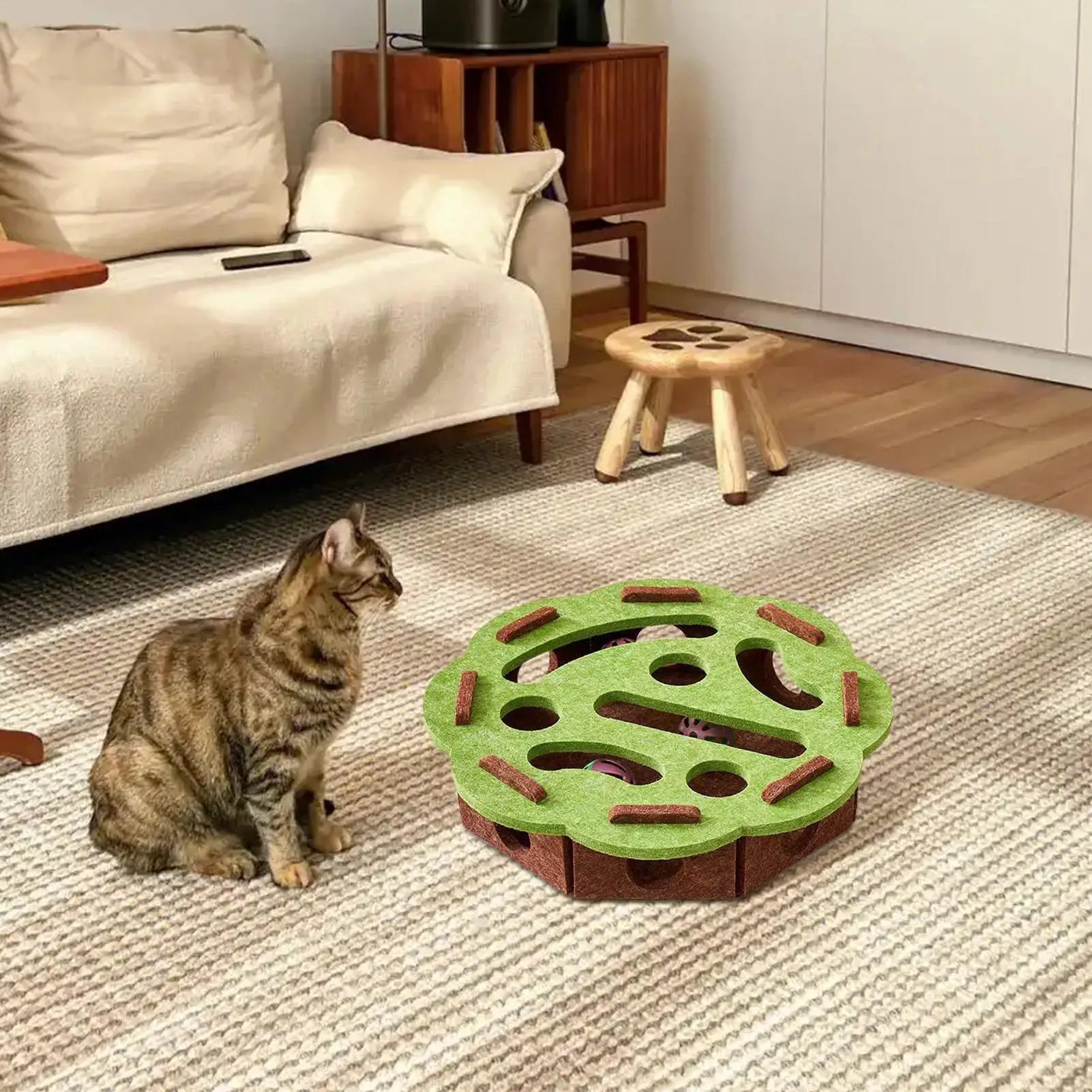 Cat Enrichment Toys Interactive Cat Toy Puzzle Games Felt Pet Supplies with Bell Kitten Accessories Maze Game for Enrichment