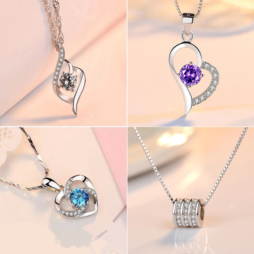 925 Sterling Silver Necklace Pendant Zircon High Quality Chain For Women Luxury Fashion Wedding Engagement Jewelry Party Gifts