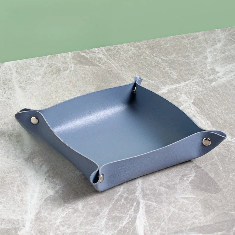 1pc Storage Box Desktop Key Wallet  Tray Valet Trinket Plate Folding Home Decoration Organizer Case