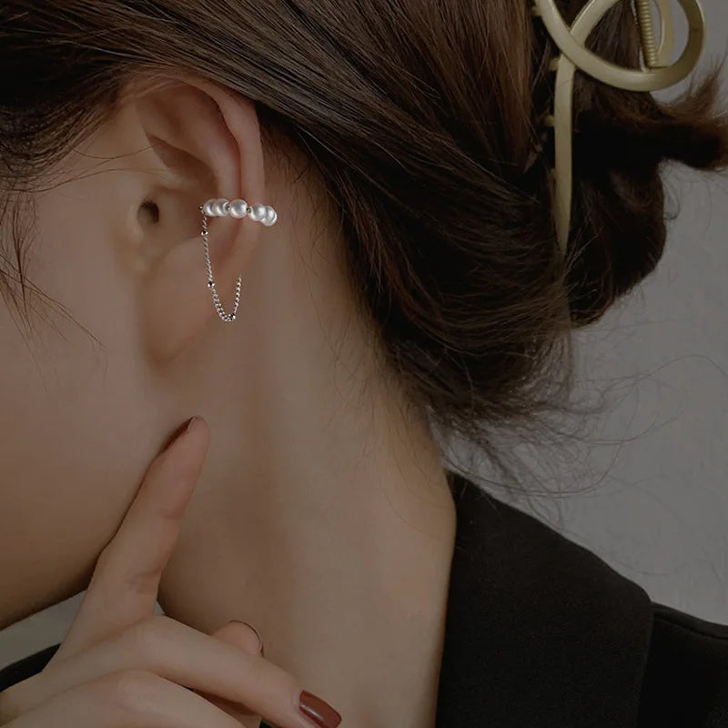 Korean Exquisite Zircon Star Ear Clip for Women Without Piercing Long Tassel Sweet Ear Cuff Clip Earrings Wedding Jewelry Gift