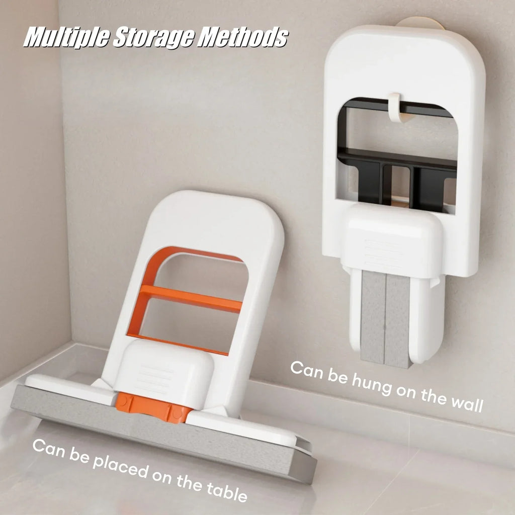 New Mini Foldable Desktop Mop Portable Cleaning Sponge Mop for Bathroom Kitchen One-Hand Squeeze Handle