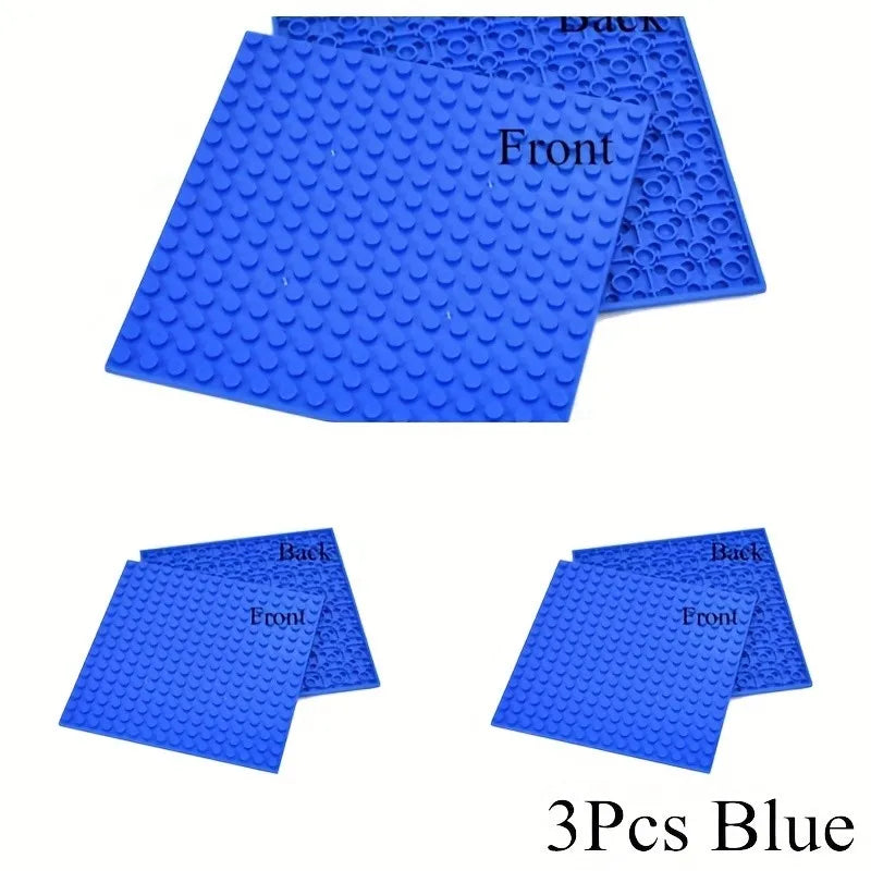 3pcs Plates 16 X 16 Double Sided Baseplate Building Blocks, Base Plate City Parts, Educational Toy Halloween Christmas Gifts