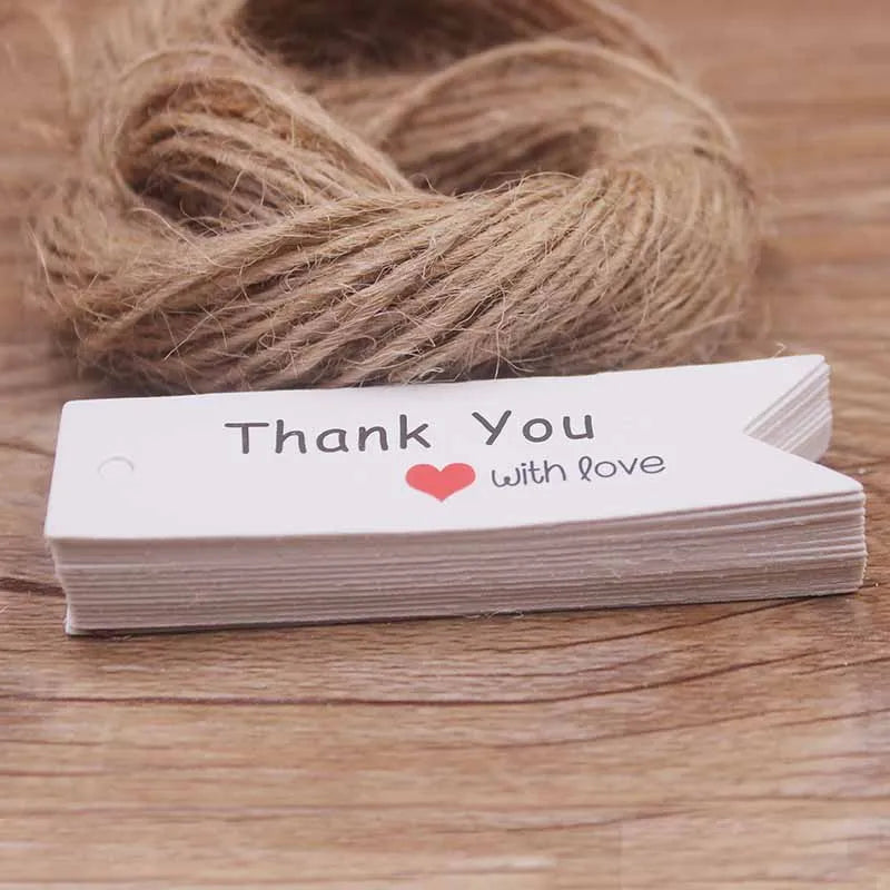 100pcs Kraft Gift Tags with 20m Rope Thank You Paper tags for  Gift New Year Halloween Christmas Label Party Decoration