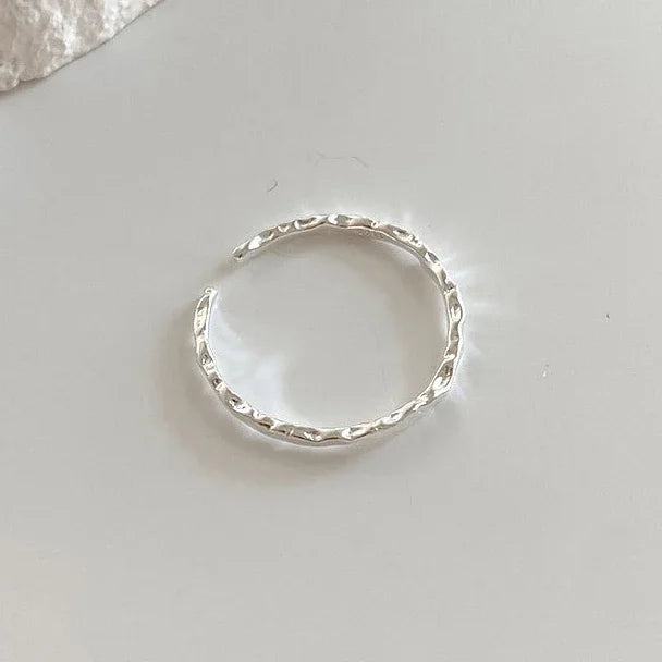 Real 925 Sterling Silver Minimalist Geometric Round Rings for Women Trendy Fine Jewelry Opening Irregular Accessories