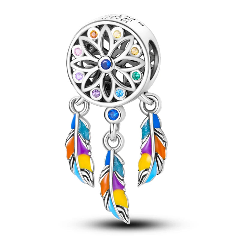 Hot Sale Charms Beads 925 Sterling Silver Pink Perfume Bottle Letter Luminous Firefly Tarot Card Beads Fit DIY Bracelets Jewelry