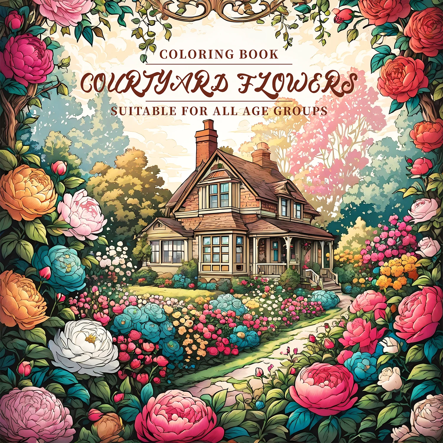 Garden Flowers Coloring Book for Adults Cute Comfy Daily Activities for Educational DIY Relaxation Children Drawing Books