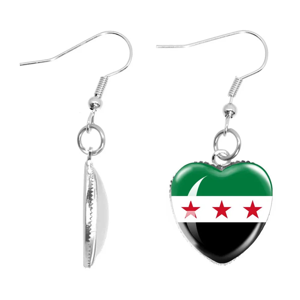 Syria National Flag Glass Cabochon Pendant Keychain Metal Keychain Fashion For Women Men Charm Handmade Car Keyring Jewelry Gift
