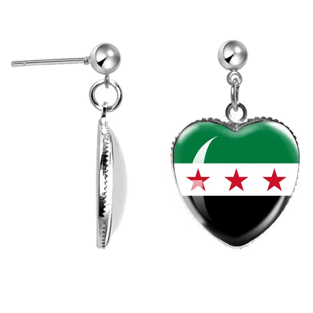 Syria National Flag Glass Cabochon Pendant Keychain Metal Keychain Fashion For Women Men Charm Handmade Car Keyring Jewelry Gift