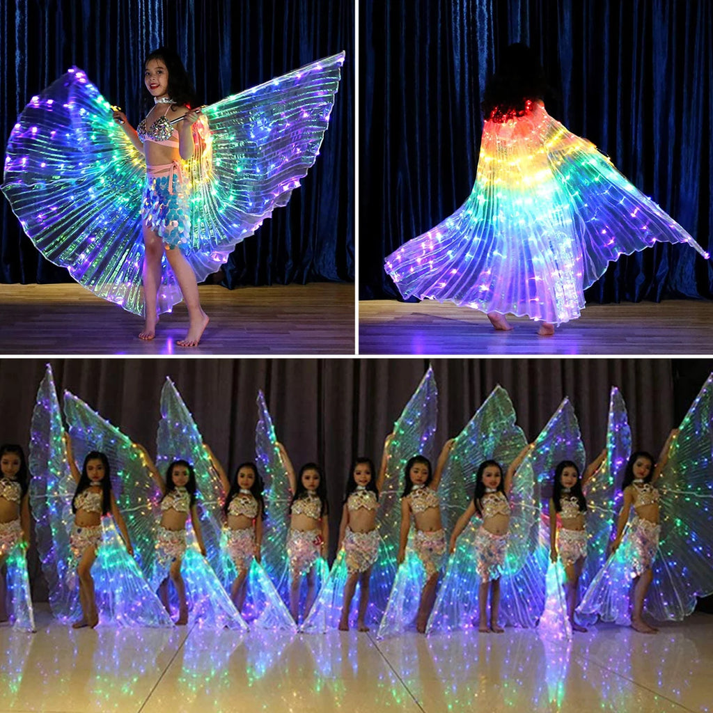 LED Isis Wings Belly Dance Wings LED Butterfly Wings Glowing Costume Performance Clothing for Carnival Halloween Christmas Party