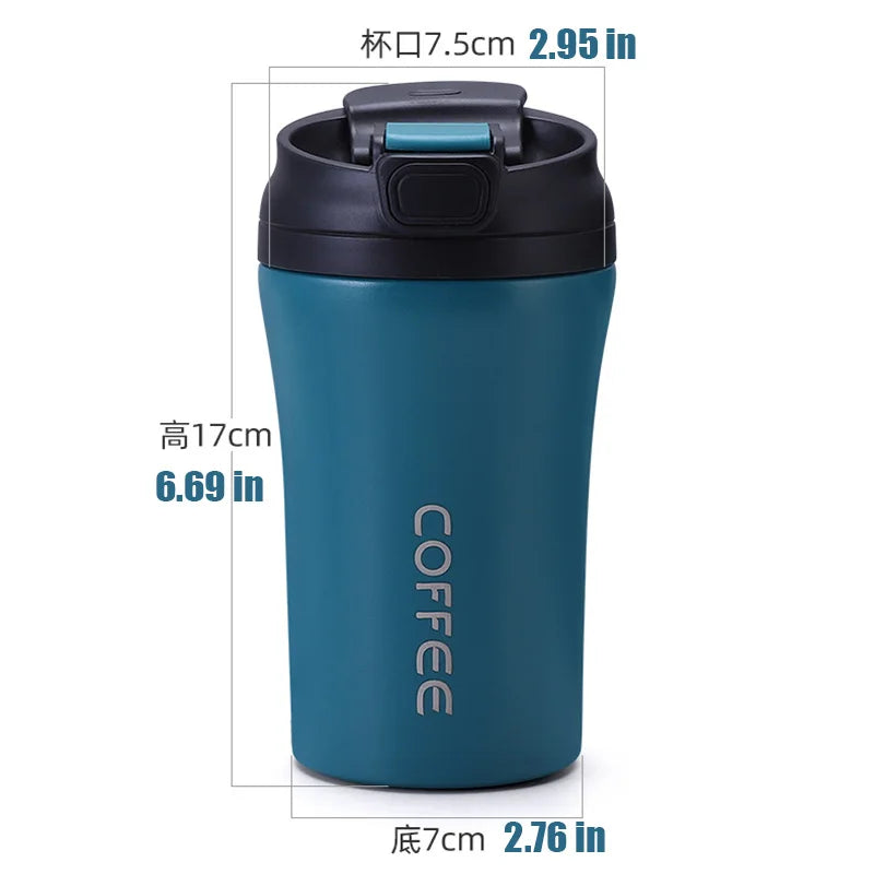Stainless Steel Travel Mug with Straw, Portable Coffee Cup for Office/Car, Insulated Thermo Cup (13.5oz, Hot & Cold)