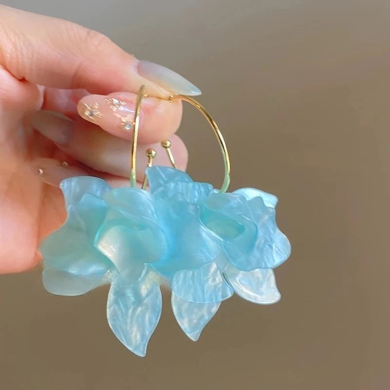 Flower Pearl Stud Earrings Korea Elegant Temperament White Color Petal Earrings for Women Wedding Party Jewelry Gifts