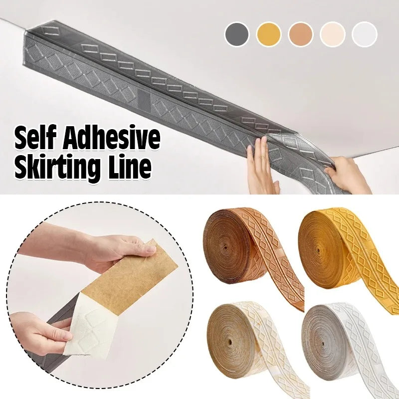 1PC 2.3m/90.55inch Stickers Self Adhesive Wall Trim Line Skirting Border Home Room Decoration Bedroom