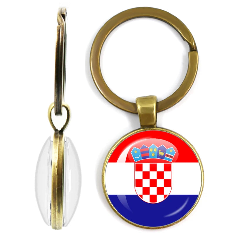 National Flag Glass Double-Sided Keychain Ethiopia Islas Canarias Kenya Sudan Madeira Melilla South Sudan Ceuta Seychelles