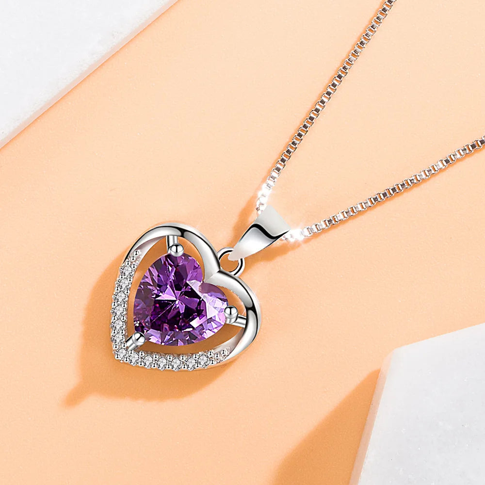 Women's Necklace 925 sterling silver Glowing Firefly Moon Heart Pendant necklace Fashion Day Valentine's Day jewelry gift