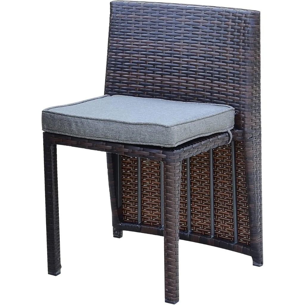 Outdoor PE Wicker Patio Conversation Set | No Assembly Required with Steel Grey Cushions for Garden & Balcony