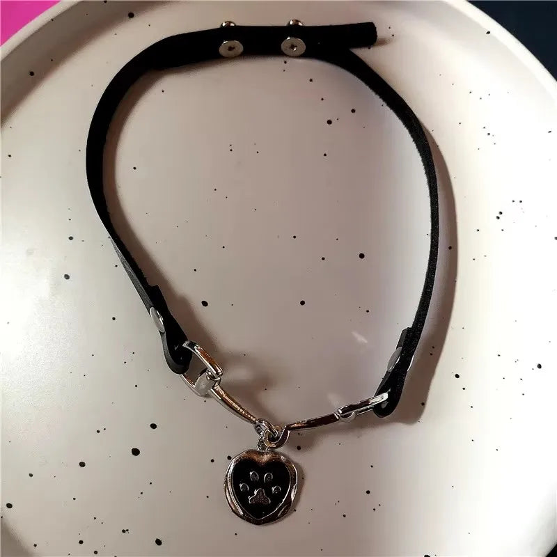 Y2K Cat Claw Star Heart Pendant Plush Leopard Bone Choker Charms Necklaces For Women Goth Aesthetic Accessories Grunge Jewelry