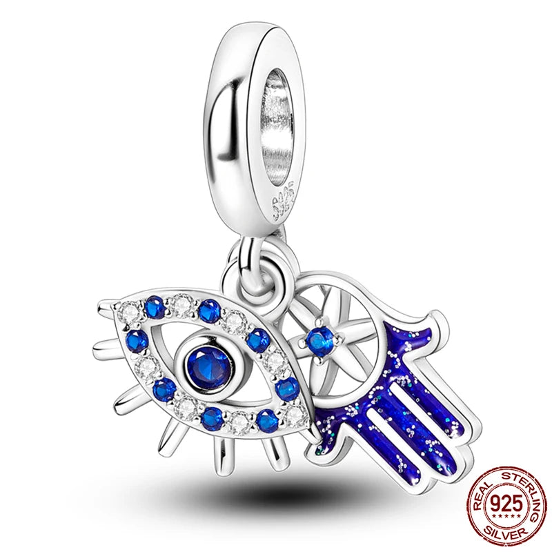 100% Real 925 Sterling Silver Classic Devil's Eye Charms Beads For Women Fit Original Qikaola Bracelets Fine DIY Jewelry Making