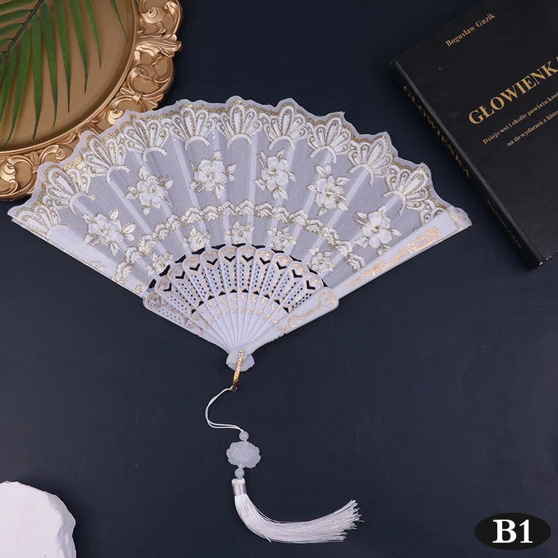 Gothic Court Dance Hand Fan Lolita Feather Folding Fan Japanese Sweet Fairy Girl Dark Art Craft Gift Wedding Party Decoration