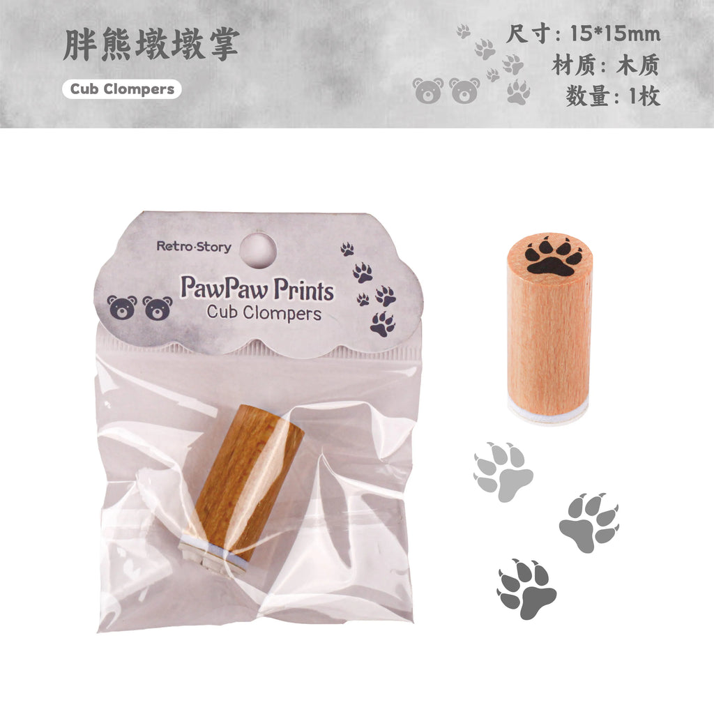 Cute Animal Paw Print Stamp - Bear Dog Wolf Cat Mini Seals for Scrapbooking Journaling Crafts Funny DIY Stationery