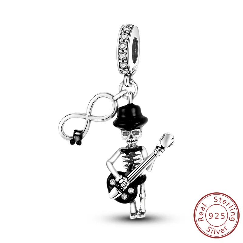 Halloween Charm Bead Pendant 925 Sterling Silver Pumpkin Witch Doll Skeleton Mummy Candy Charm Fit Original Bracelet DIY Jewelry