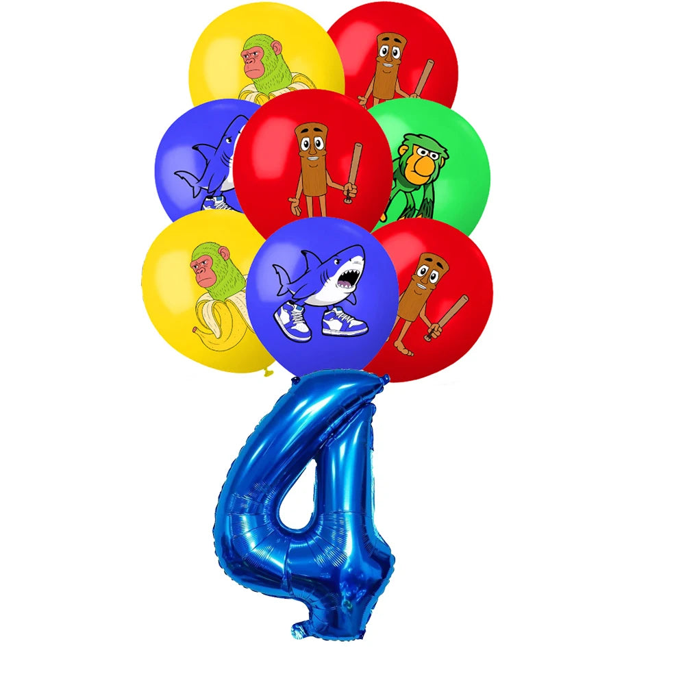 New Italian Brainrot Tablecloth Decorations Tung Tung Sahur Tralalo Theme Table Cover Tableware Set for Kids Birthday Party Gift