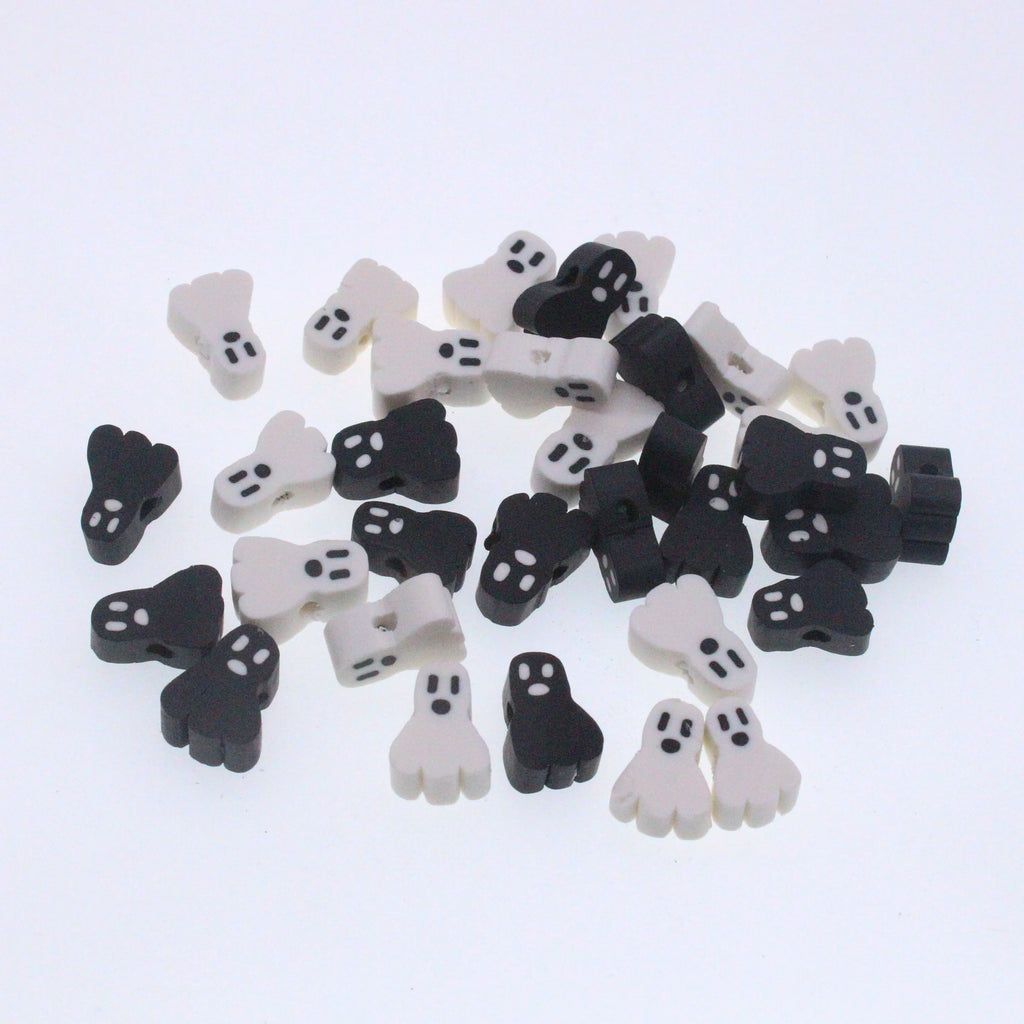 50Pcs Halloween Series Clay Beads Ghost Clay Polymer Spacer Beads For Handmade DIY Jewelry Making Bracelet Necklace Accessories