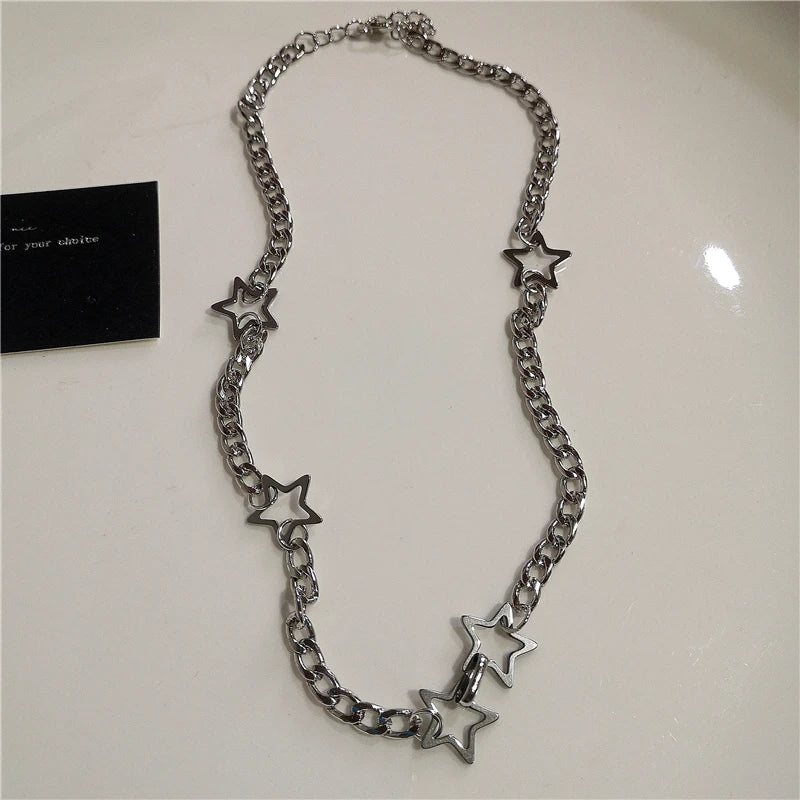 Punk Rock Y2K Black Star Cross Red Heart Pendant Ghost Claw Choker Chain Necklace Men Women Goth Vintage Grunge EMO Accessories