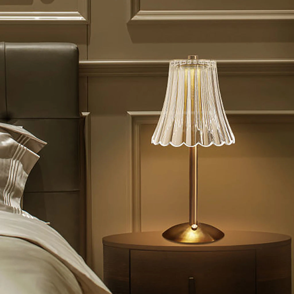 Crystal retro table lamp  bedroom bedside lamp luxurious atmosphere lamp rechargeable dimming LED light