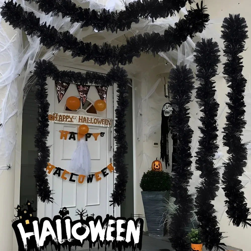 30/2M Black White Ribbon Garland DIY Xmas Tree Hanging Ornament Christmas Halloween Wedding Birthday Party Decoration Supplies