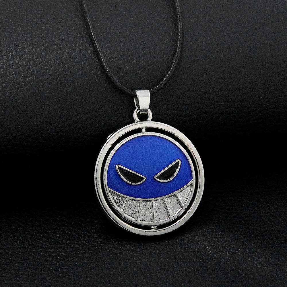 Anime Ace Necklace For Women Men Metal Rotating Pendant Necklaces Jewelry Chains Choker Keychain Cartoon Cosplay Props Periphery
