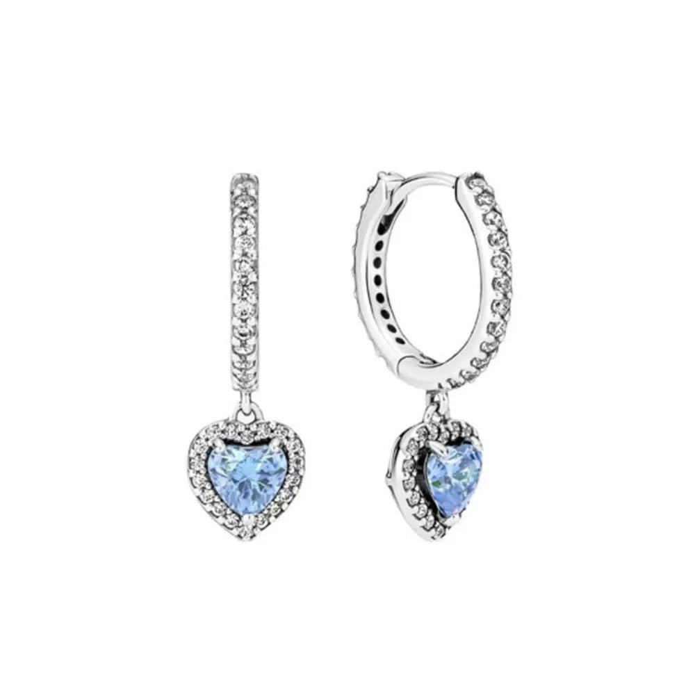 2025Hot Selling 925 Sterling Silver Heart-Shaped Colored Zircon Exquisite Earrings, Suitable For Girls' Charming Jewelry Gifts