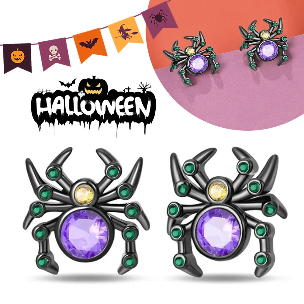 Halloween Pumpkin Bat Ring Earrings halloween charms silver 925 Earring For Women Punk Men's Earrings Fit Party Jewelry Gift