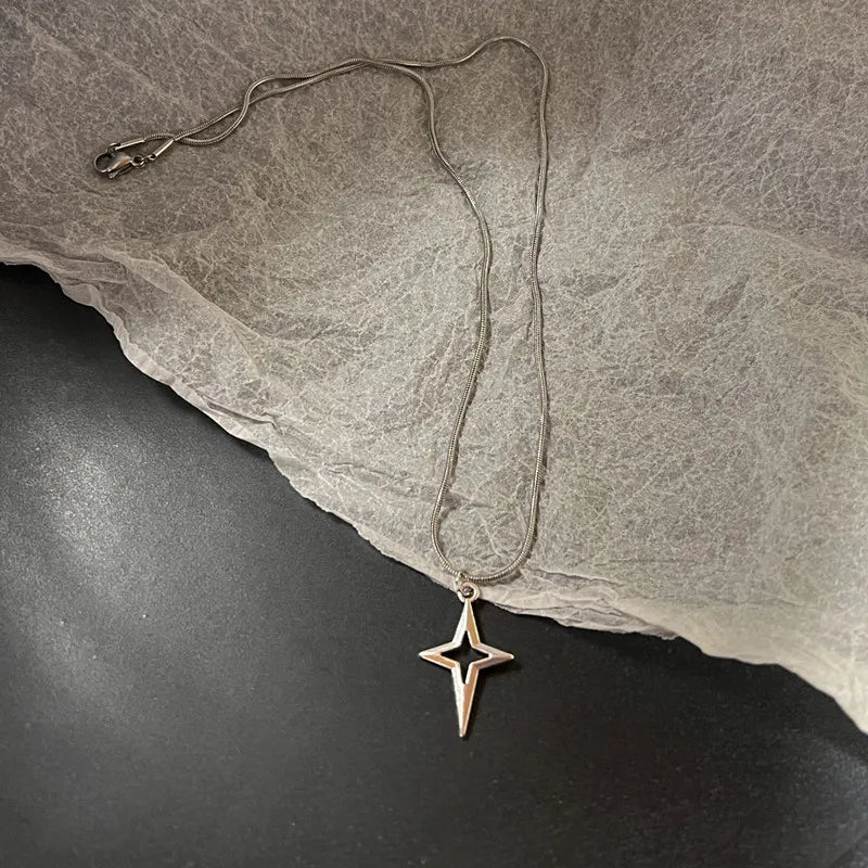 Vintage Fashion Leather rope Star Pendant Necklace For Women Men Antique Silver Color Jewelry Accessories Y2k Aesthetic
