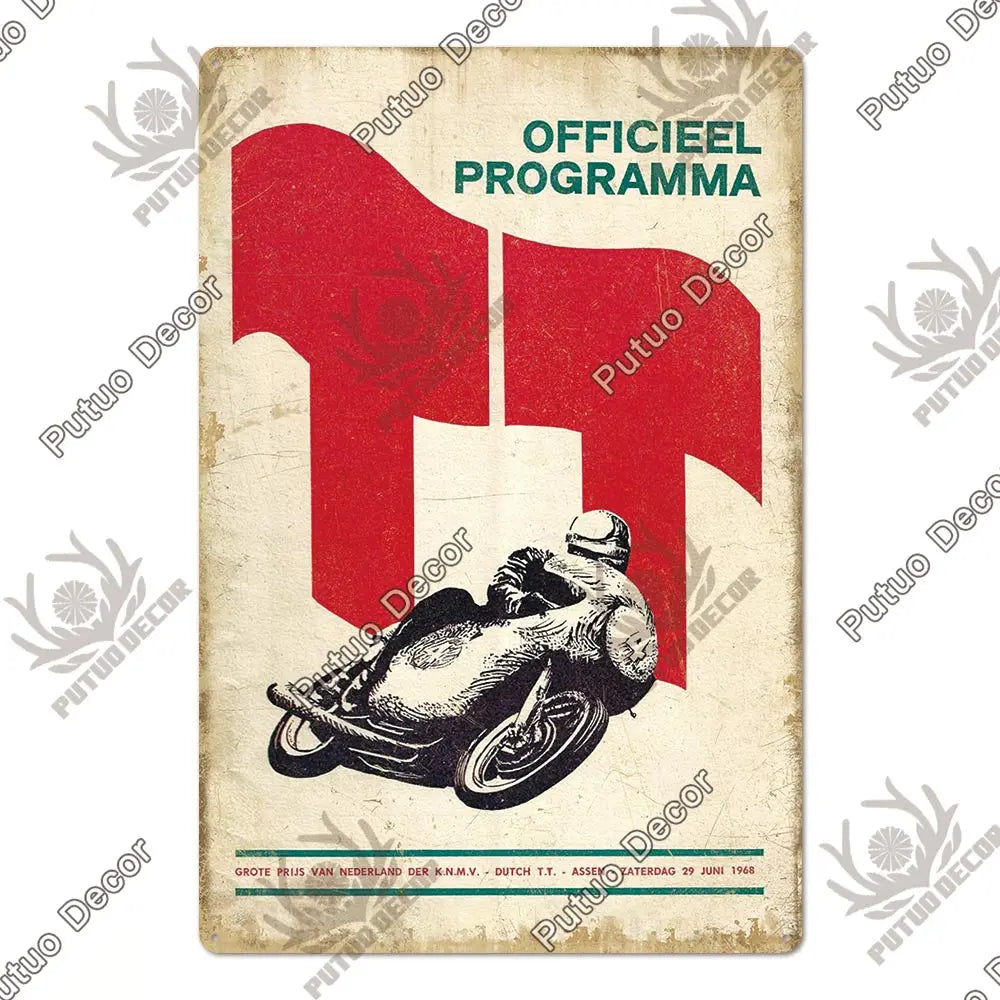 Putuo Decor Vintage Racing Track Tin Sign Isle of Man TT Metal Poster Plaque Garage Plate Bar Club Man Cave Home Wall Decoration