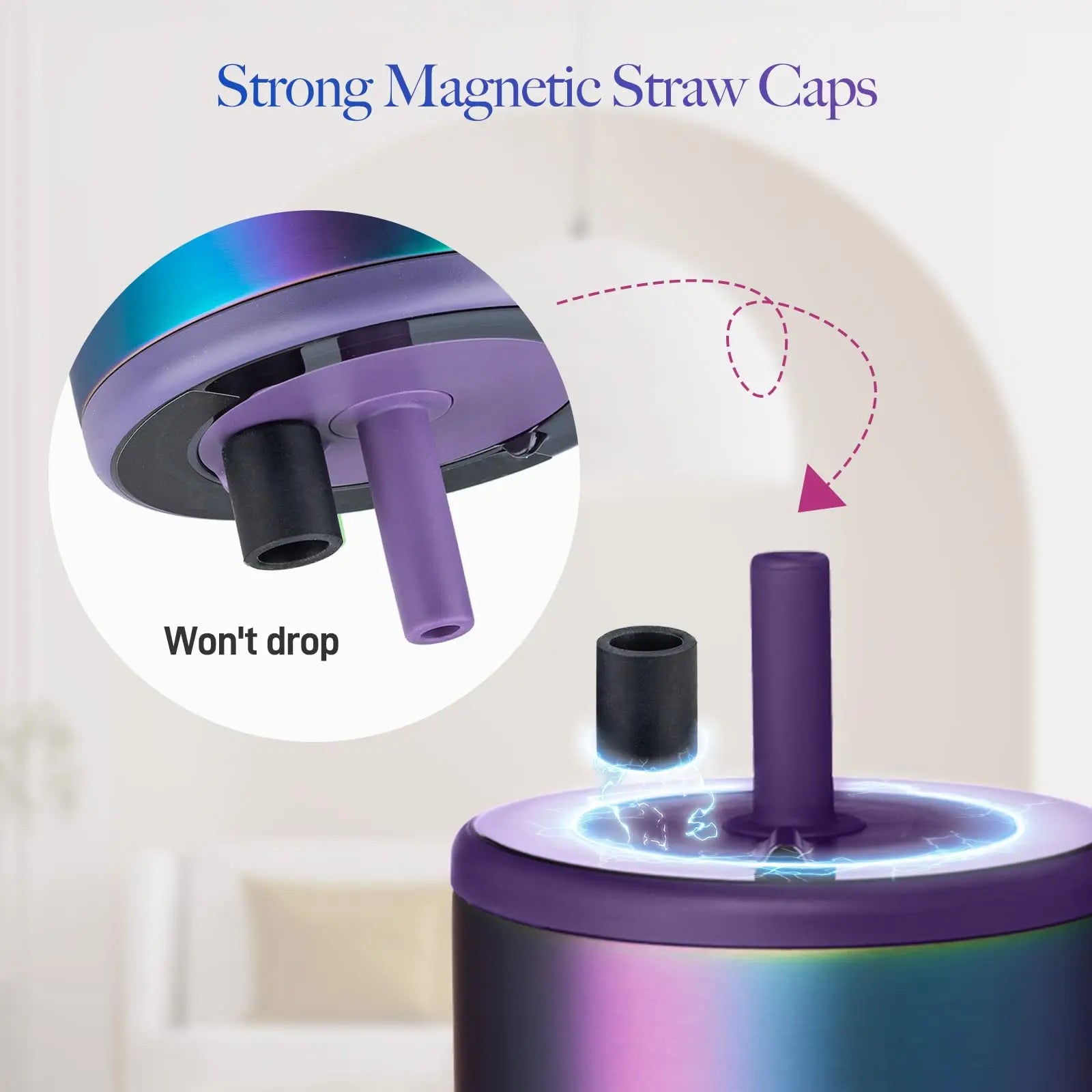 2 Pack Magnetic Straw Caps Compatible with BrüMate All Era and Resa Tumblers, Silicone Straw Caps Toppers Compatible with Brumat