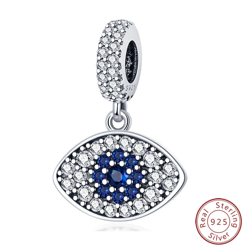 100% Real 925 Sterling Silver Classic Devil's Eye Charms Beads For Women Fit Original Qikaola Bracelets Fine DIY Jewelry Making