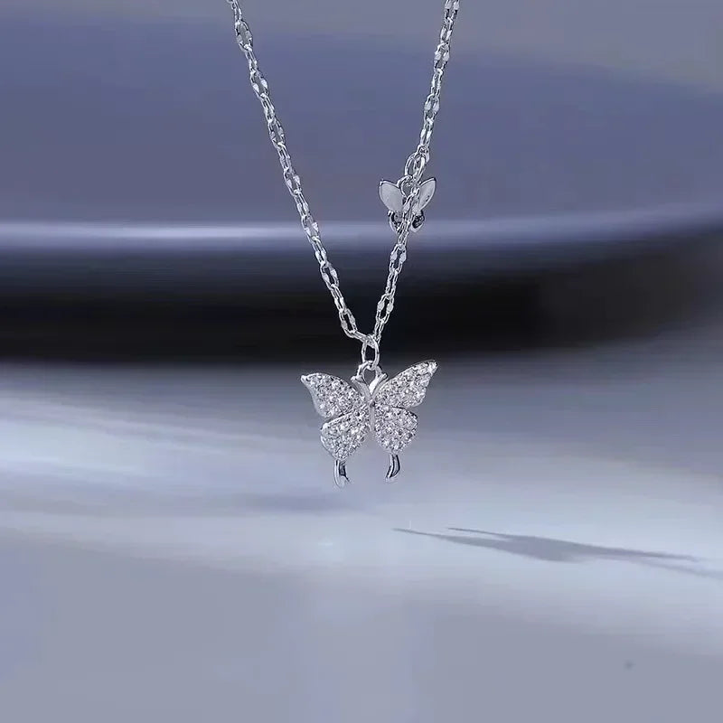 Fashion Women Crystal Zircon Pendant Necklace for Women Girl Crystal Chain Necklace Punk Party Jewelry Butterfly necklace