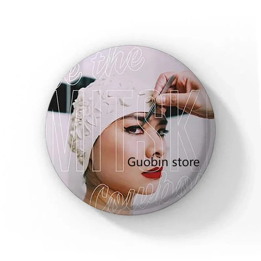 58mm Singer Mitski Enamel Pins Black and White Handmade Brooch Cartoon Cosplay Badge on Backpack Jewelry Accessories Gifts
