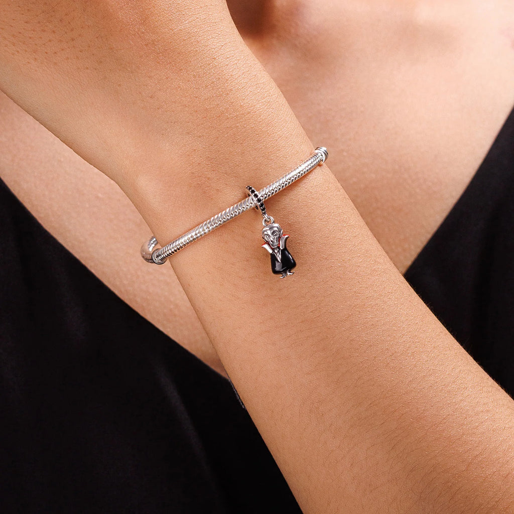 925 Sterling Silver Dracula Vampire Pendant Beaded DIY Fit Bracelet Jewelry Making Charm Lady Jewelry Lover Halloween Gift