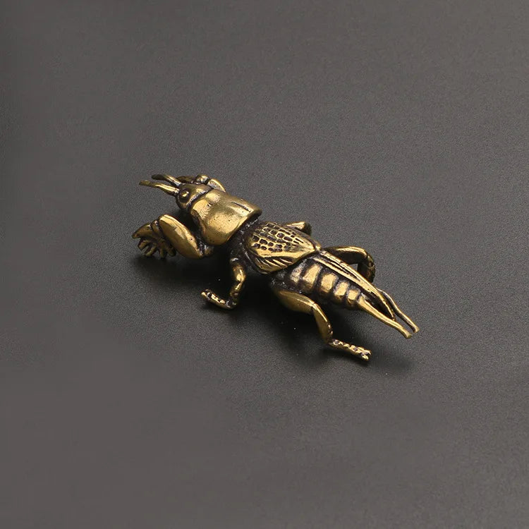 Brass Insect Figurines Miniatures Tea Pet Ornament Pure Copper Field Cricket Statue Desktop Decoration Collection Crafts Decor