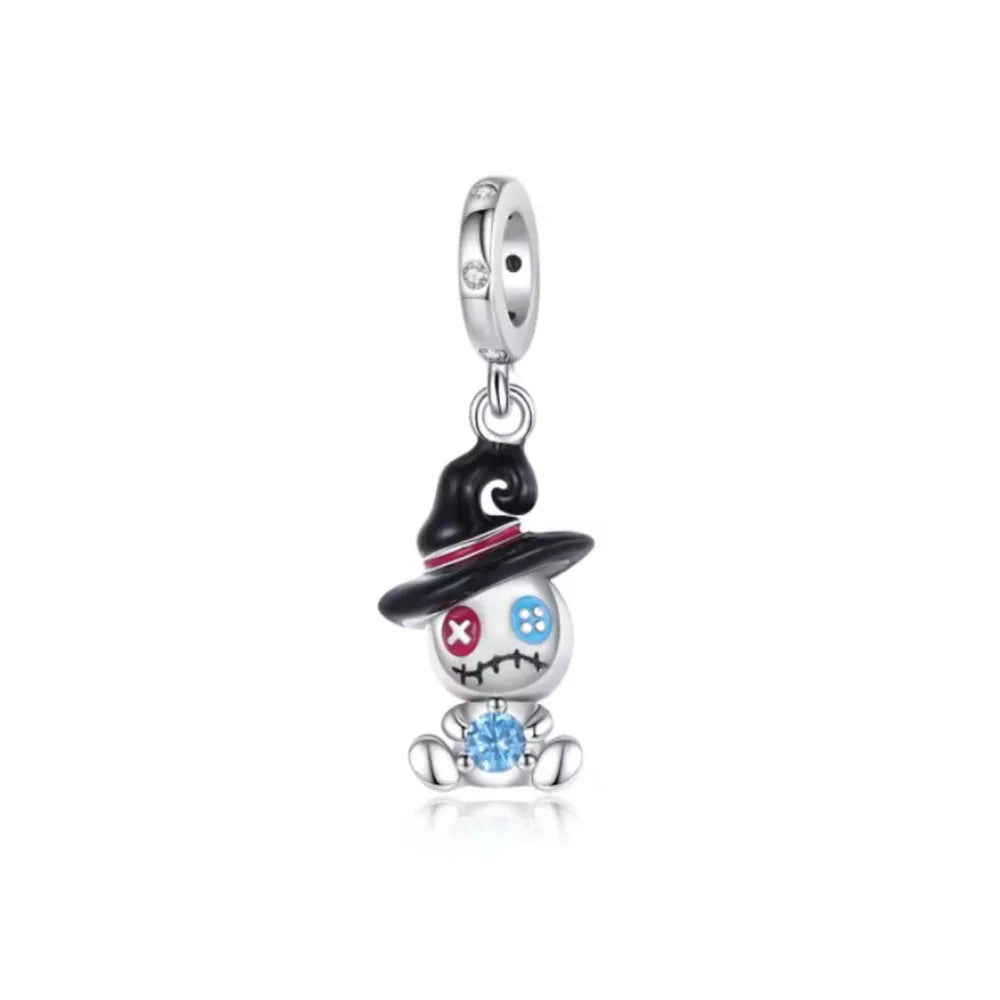 Miniso Scared Skeleton Ghost Series 925 Sterling Silver Charm Halloween hat Bead Fit Women Original Bracelet Jewelry For Gift