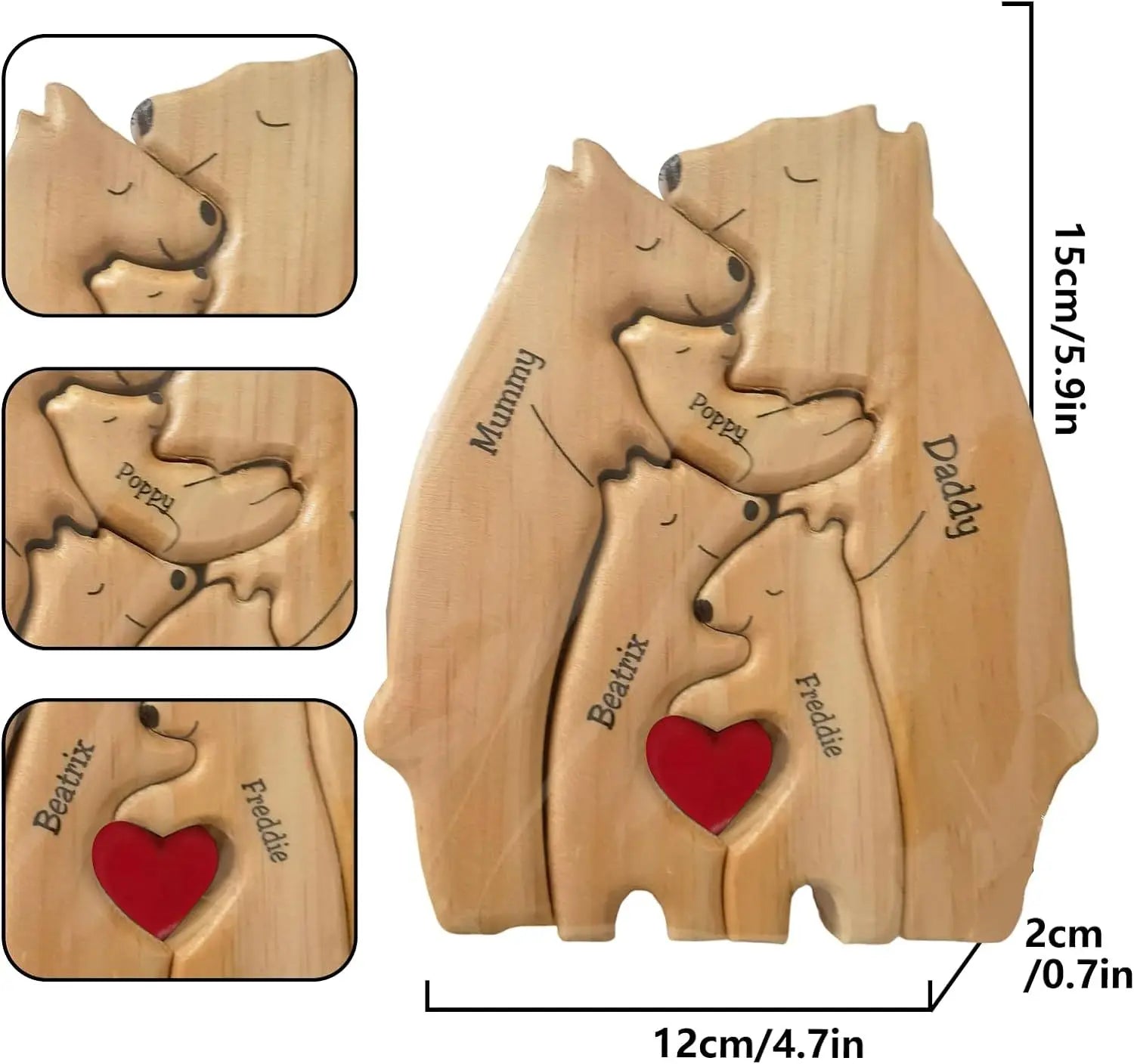 Custom Name Wooden Bear Home Art Puzzle Personalized Birthday Gift Art Puzzle Home Decor Christmas Thanksgiving Mom Home Gifts