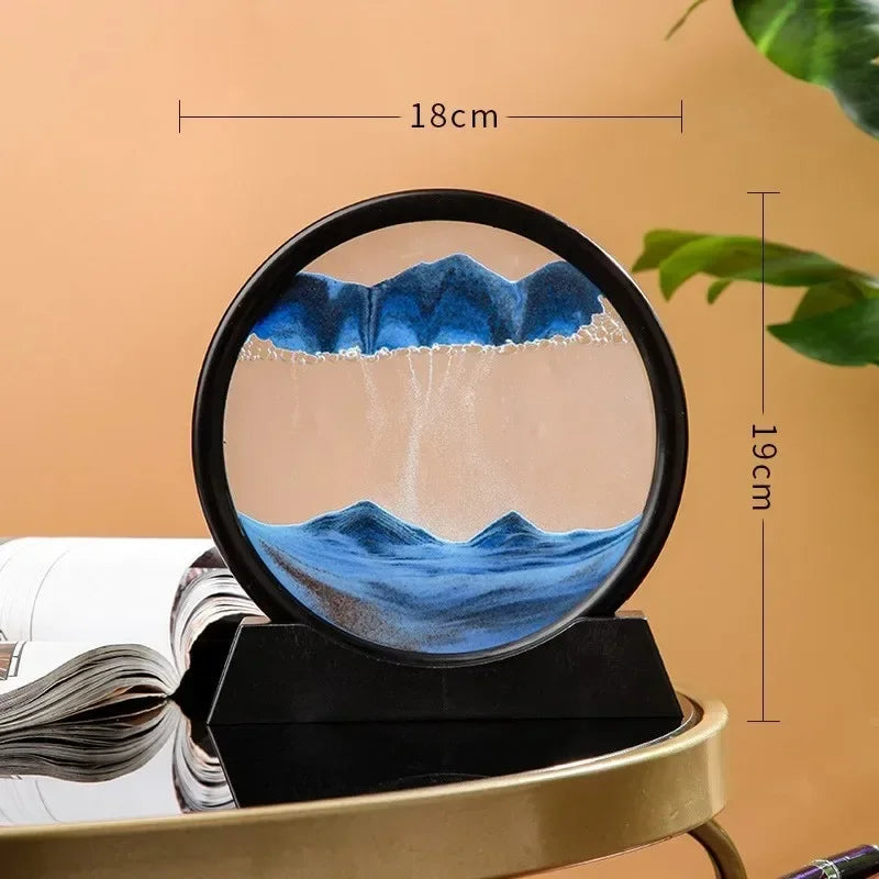 3D hourglass flowing sand art image sand circular glass deep water sand landscape crafts smooth painting family