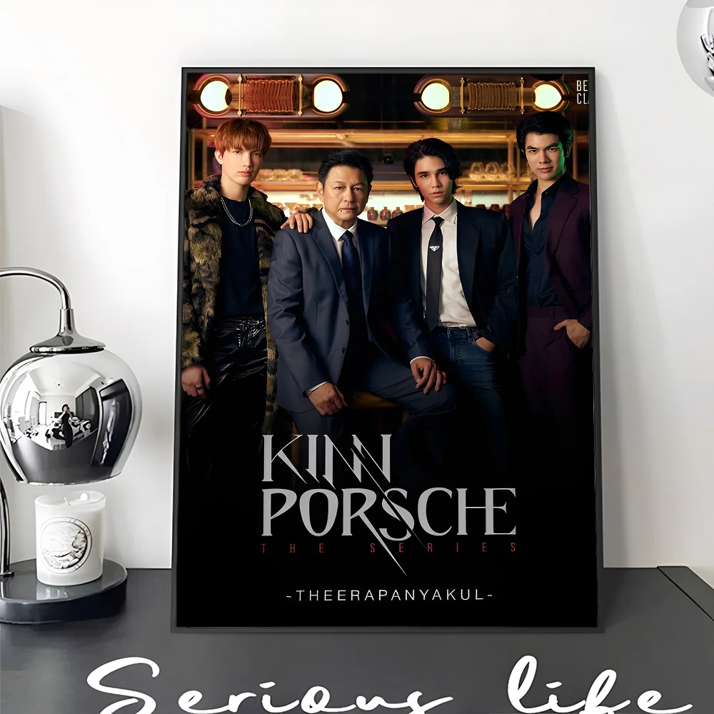 KinnPorsche The Series Movie  Self-adhesive Art Poster Fancy Wall Sticker for Living Room Bar Decoration Decorative Painting