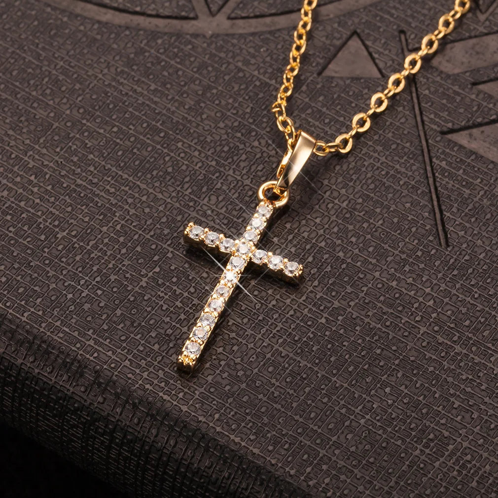 Summer Black Rhinestone Cross Jesus Pendant Choker Necklace for Women Punk Vintage Double Layers Chain 2025 Neck Boho Jewelry