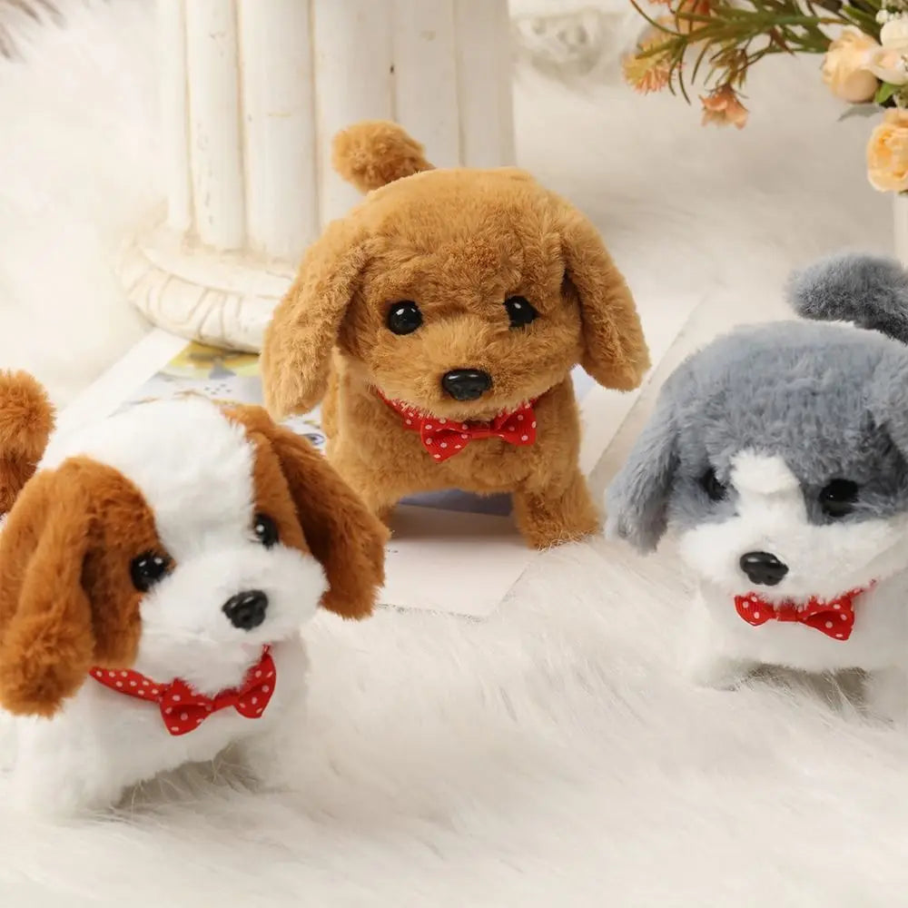 New Cute Plush Robot Puppy Interactive Walking Simulated Puppy Barking Tail Wagging Puppy Plush Toy Chilren(Without Battery)