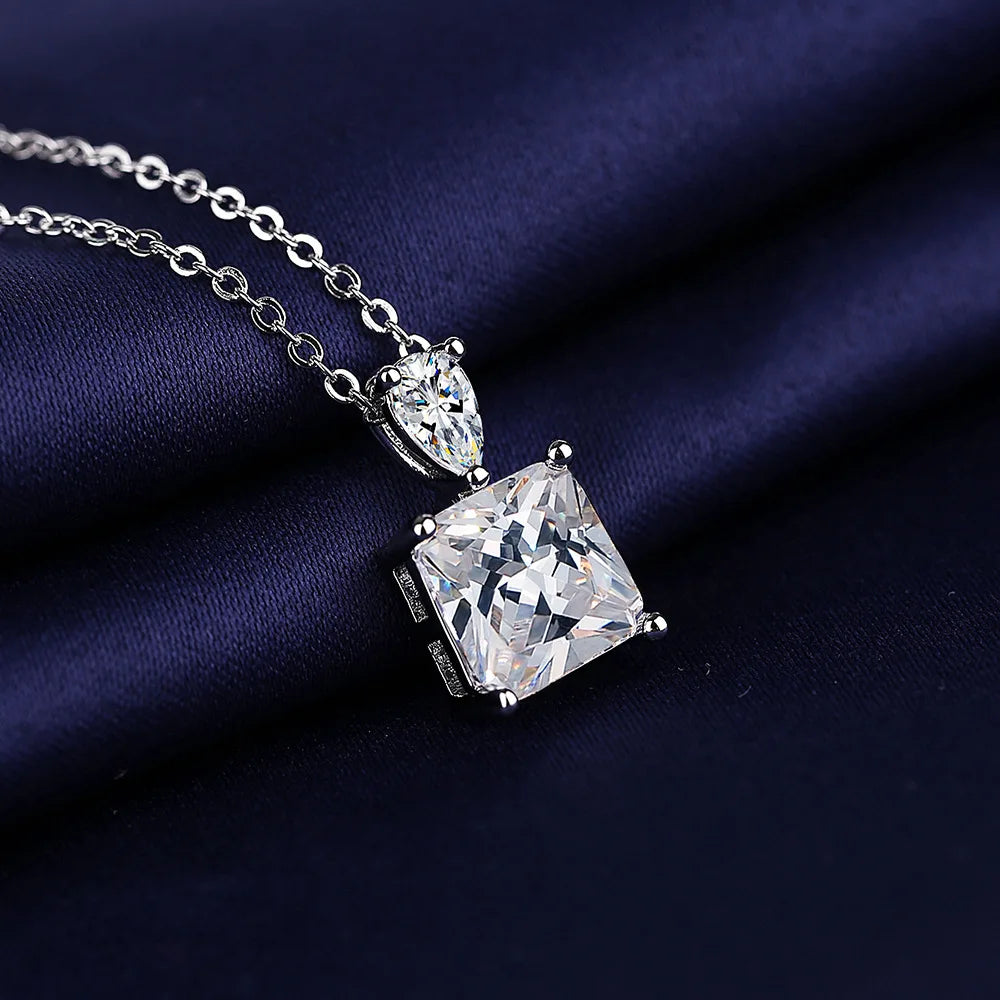 925 Sterling Silver Necklace For Women Round Pendent Sparkling Pave CZ Necklace Fashion Anniversary Birthday Jewelry Gifts N325