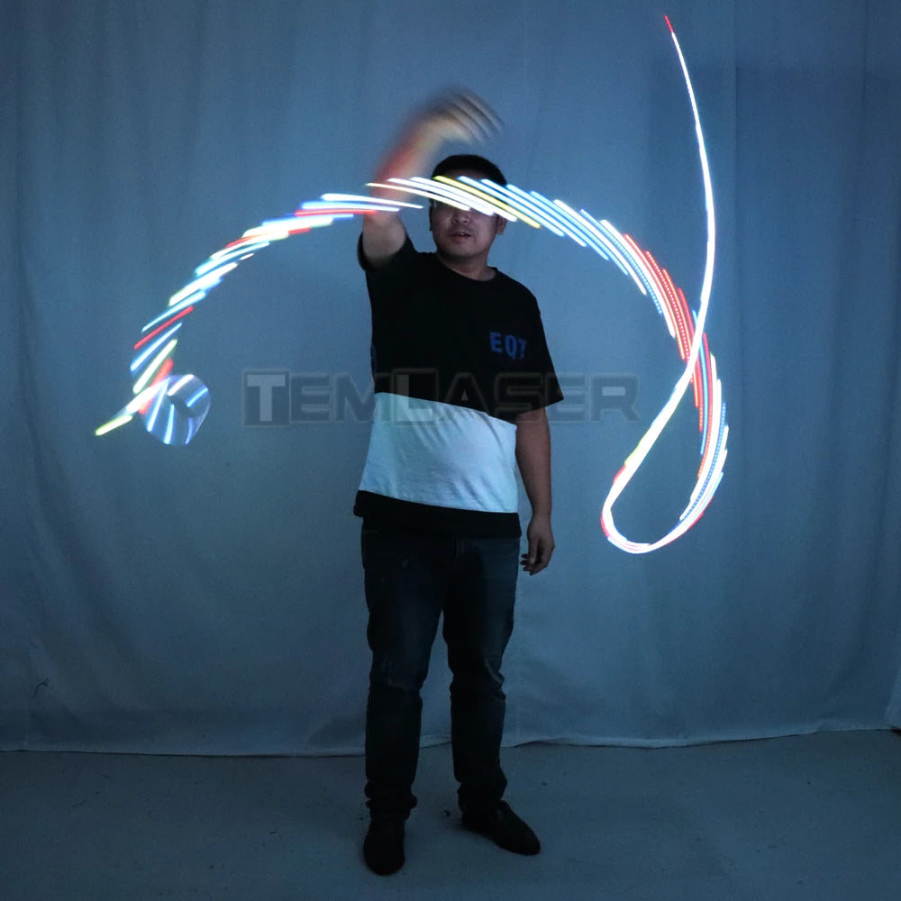 LED Rhythmic Gymnastics Ribbon Colorful Luminous Gym Ribbons Dance Rgb Glow Led Poi Ribbon For Belly Dance Hand Props